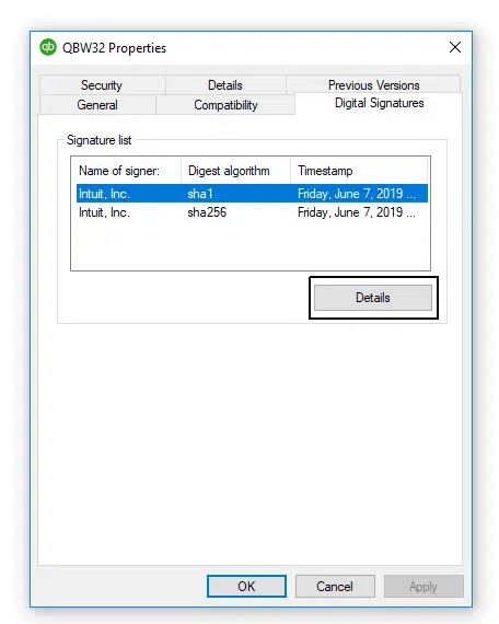 Digital Signature Details