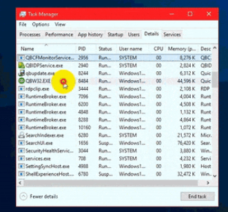 QBDBMgern.exe, qbw32.exe, and QBCFmonitorservice.exe