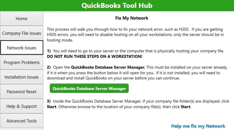 Network Issues Tab