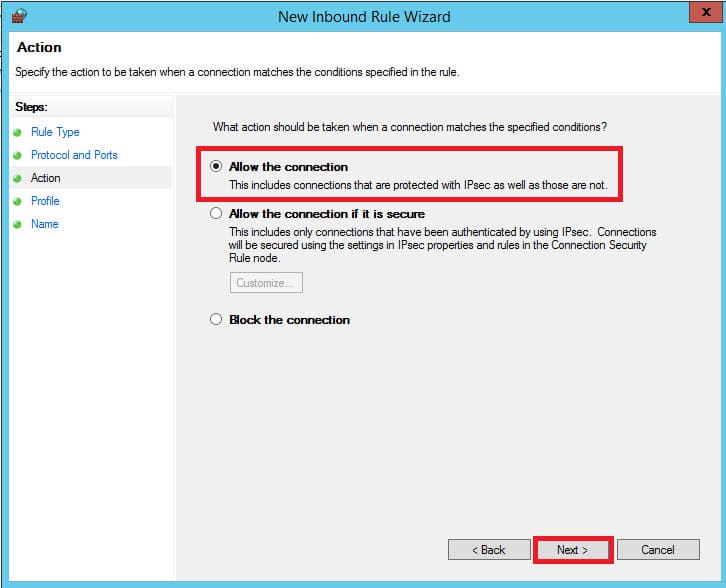Windows Firewall Allow Connection