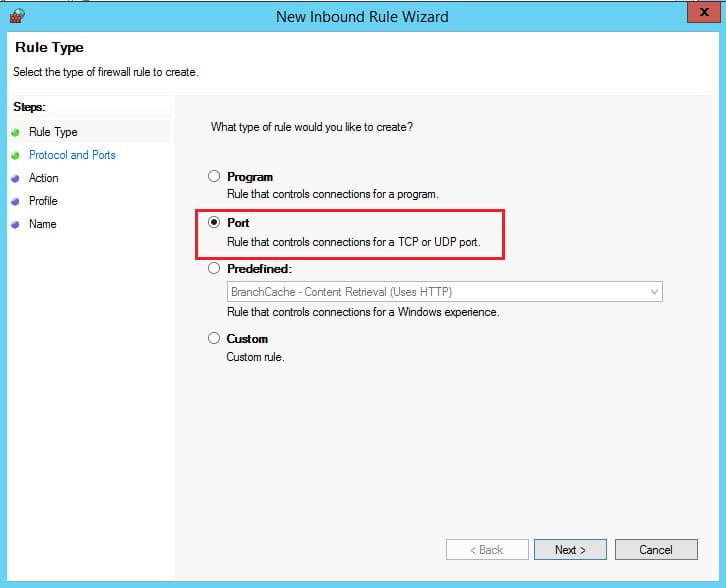 Windows Firewall Choose Port
