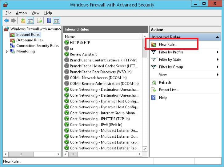 Windows Firewall New Rule