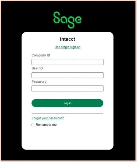 sage intacct login  method5