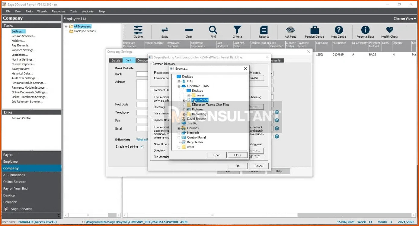 set up e-Banking in Sage 50 Payroll